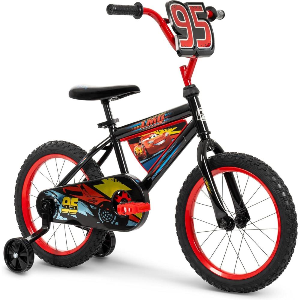 image:imageHuffy Disney and Marvel 1216 Inch Boys Bike for Kids Multiple Color Options and Designs Available Ideal for Ages 3 Years Old Removable Training Wheels Adjustable Seat Simple Coaster BrakeRedBlack  Lightning McQueen