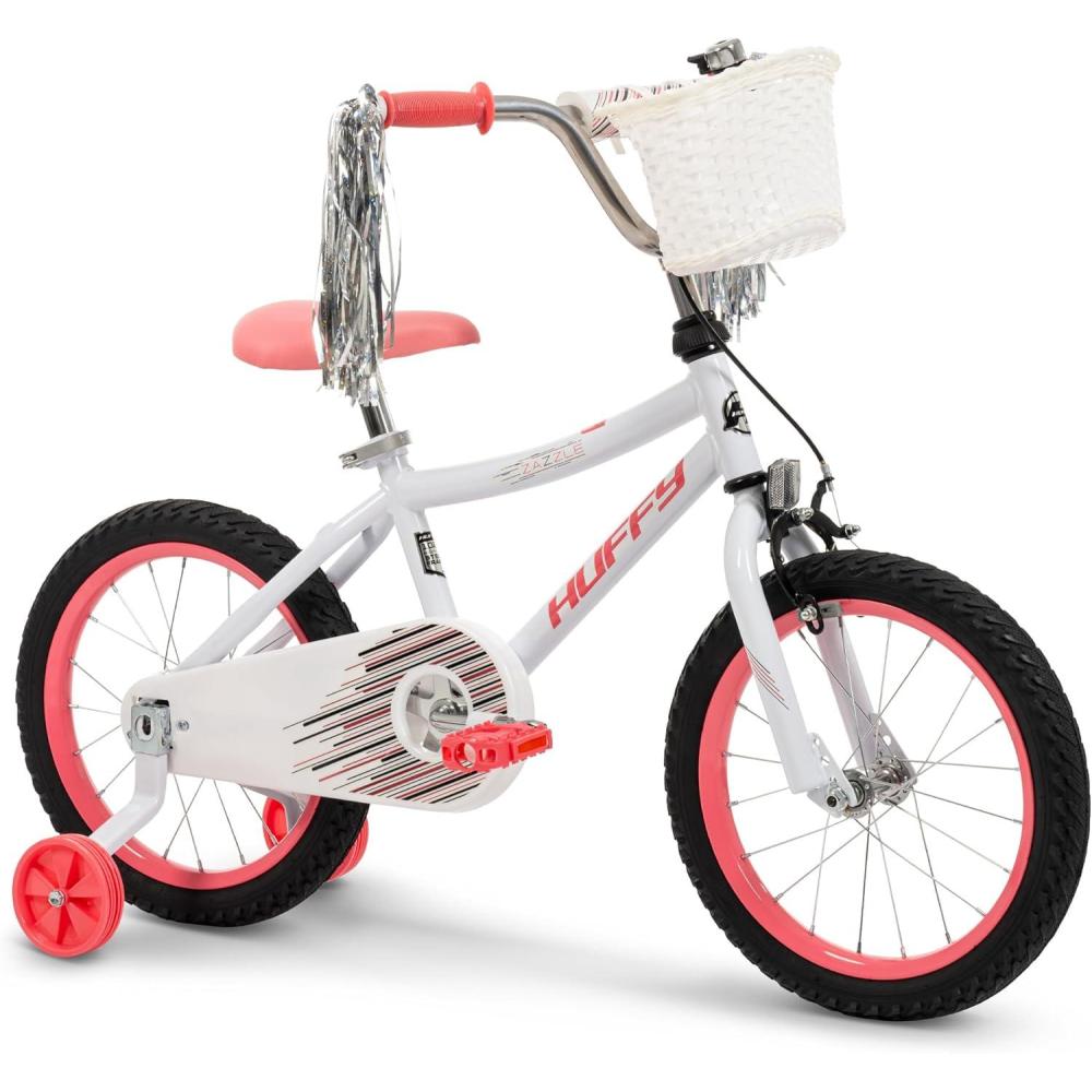 image:imageHuffy Kids 1216 Inch Bikes Multiple Color Options Available Ideal for Ages 3 Years Old EZ Build Assembly Removable Training Wheels Chain Guard for Safety Fun and Playful DesignsWhite