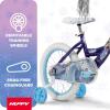 image:imageHuffy Disney Girls Bikes 1216 Inch Sizes Ages 3 Years Old Disney Princess Minnie Mouse Frozen Bicycles Characters Removable Training Wheels Streamers Easy Assembly Durable SafeIndigo Purple  Frozen