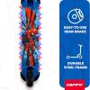 image:imageHuffy Light Up Inline Scooter for Kids 2 Wheel Kick Scooter with LED Lights and Rear Brake Foldable Adjustable Handlebar on Select Models Durable Frame Licensed Character GraphicsSpiderMan