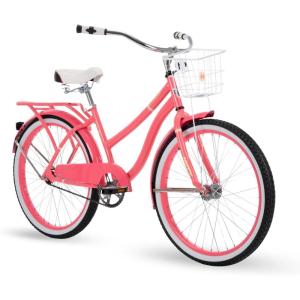 image:imageHuffy Cruiser Bike Fairmont or Woodhaven Model 202426 Inch Sizes Perfect for Casual Rides Ergonomic Design Rear Rack and Basket on Woodhaven Model Simple Coaster Brakes Multiple Color OptionsWoodhaven  Gloss Coral
