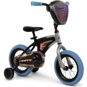 image:imageHuffy ElectroLight Kids Bike with LED Lights Durable Steel Frame Coaster Brake Removable Training Wheels Ages 46 GreyRedGreyBlue