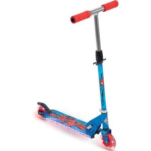 image:imageHuffy Light Up Inline Scooter for Kids 2 Wheel Kick Scooter with LED Lights and Rear Brake Foldable Adjustable Handlebar on Select Models Durable Frame Licensed Character GraphicsSpiderMan