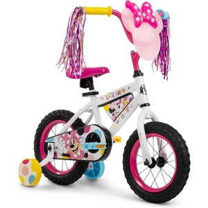 image:imageHuffy Disney Minnie Mouse Kids Bike 12 Inch Wheels Single Speed Coaster Brake Training Wheels Minnie Light Up Plaque Streamers Girls Bike for Beginner Riders