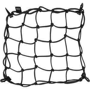 image:imageBuzz Cargo Net for eBike Front or Rear Rack 16 x 16 Stretchable Storage Net with Hooks Reflective Elastic Cargo Holder for Helmets Groceries and Gear Black