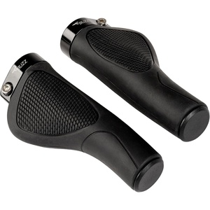 image:imageBuzz LockOn Bike Handlebar Grips for eBikes 130mm Comfort Rubber Grips with Dual Lock Rings Easy Install Handlebar Grips with End Plugs and Tool Included Black