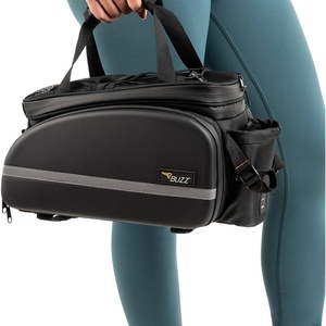 image:imageBuzz Rear Rack DualSided Pannier Bag for eBike Rack Waterproof Polyester Expandable Bike Cargo Bag with FoldOut Side Panniers Reflective Commuter Storage for Gear and Groceries Black