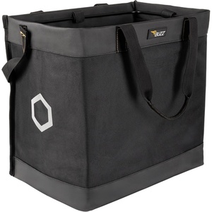 image:imageBuzz Rear Rack Storage Bin for eBike Rack Foldable Bike Cargo Bin with Waterproof Cover and Reflective Panels Collapsible Rear Rack Basket for Groceries Bags and Gear Black