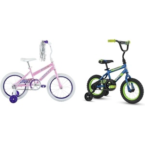 image:imageHuffy 16 Girls Bike with Training Wheels Pink Frame with Butterfly Graphics amp 12 Boys BMX Bike for Kids Blue